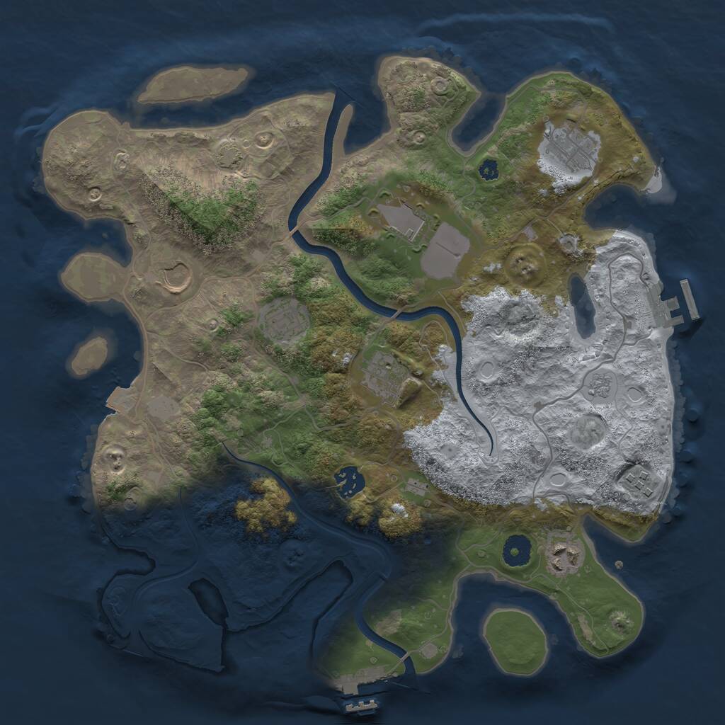 Rust Map: Procedural Map, Size: 3564, Seed: 466310247, 14 Monuments