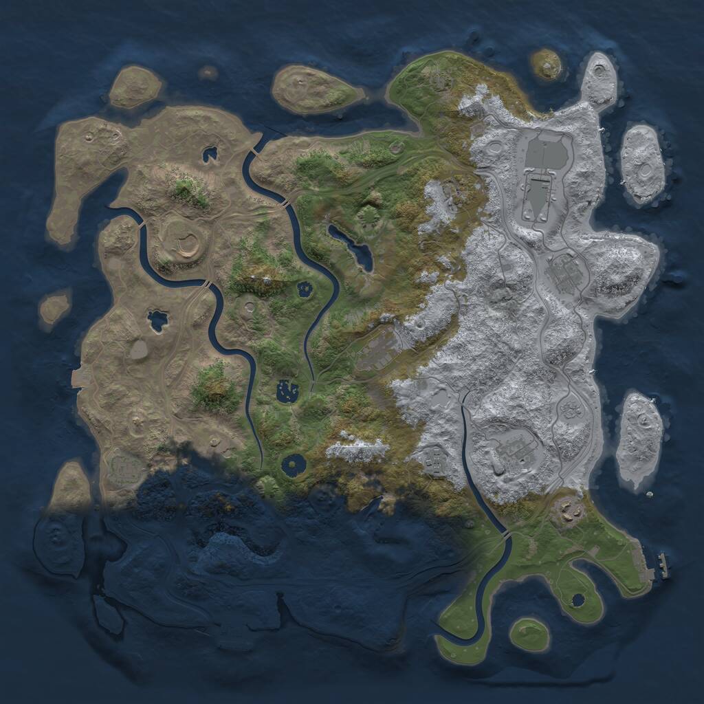 Rust Map: Procedural Map, Size: 4500, Seed: 438379349, 17 Monuments