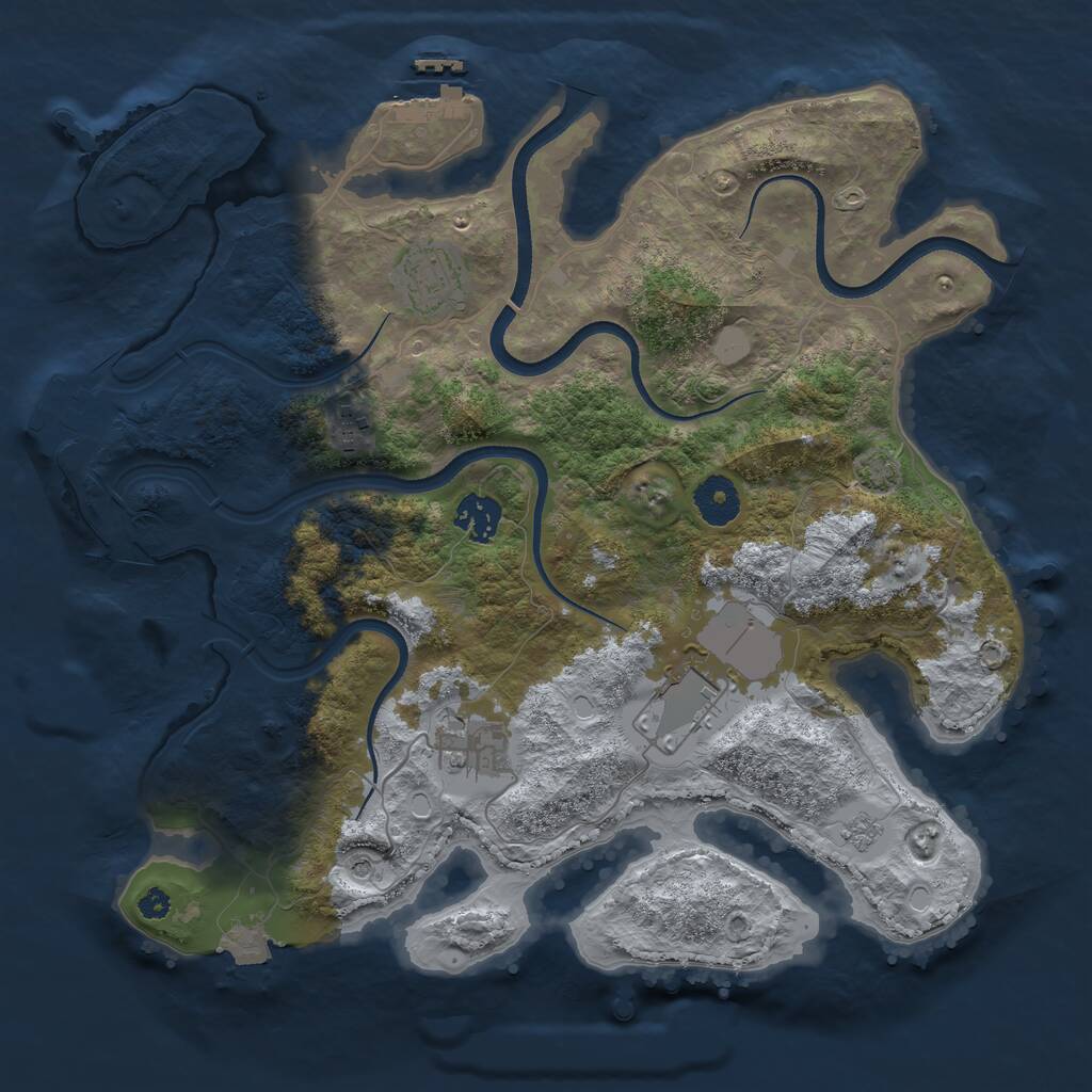 Rust Map: Procedural Map, Size: 3500, Seed: 299294845, 11 Monuments