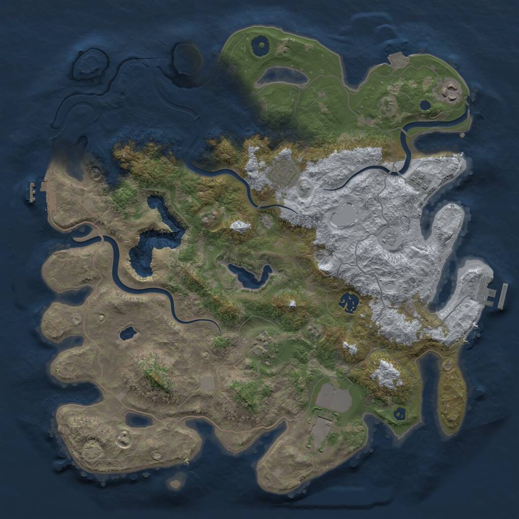 Rust Map: Procedural Map, Size: 4000, Seed: 913804, 12 Monuments