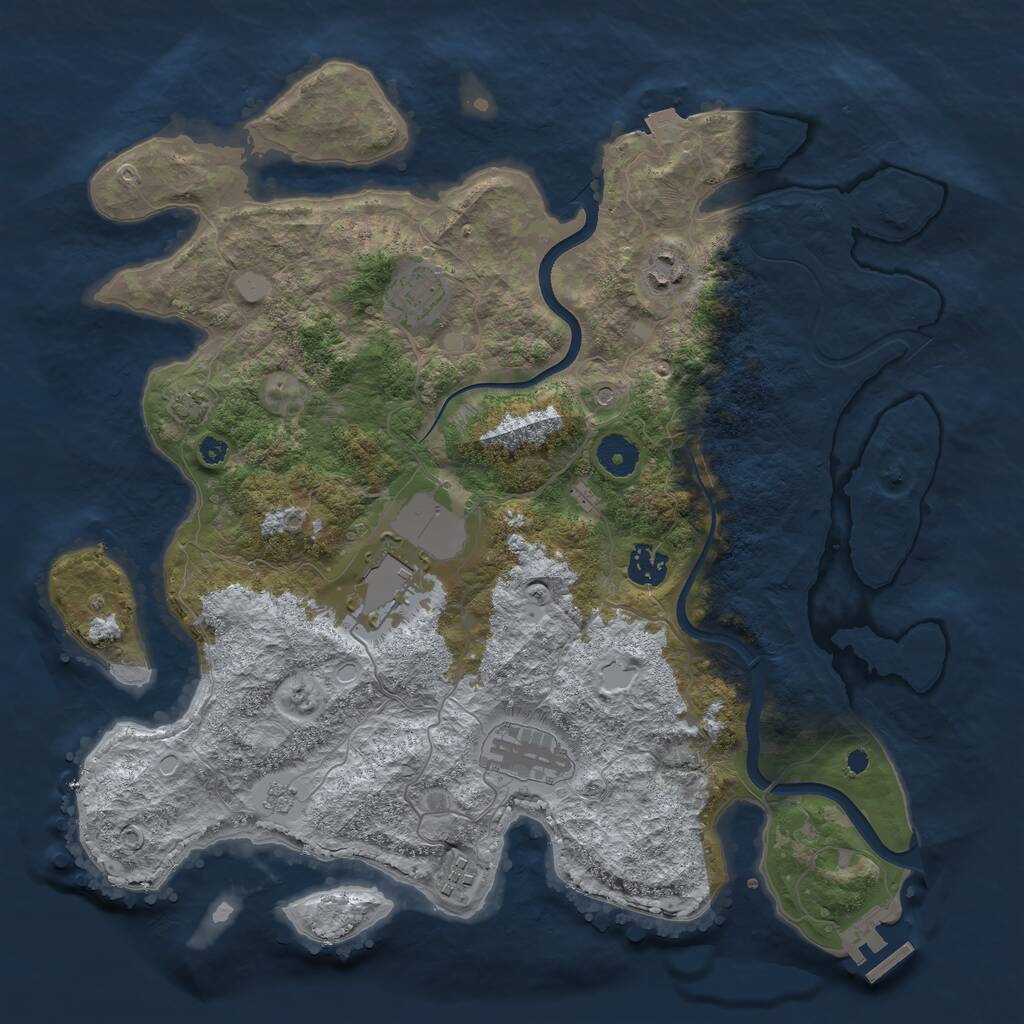 Rust Map: Procedural Map, Size: 3750, Seed: 1788444777, 11 Monuments