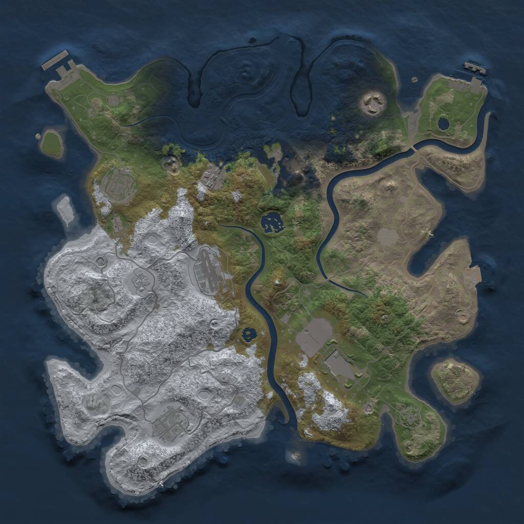 Rust Map: Procedural Map, Size: 3600, Seed: 2553, 14 Monuments