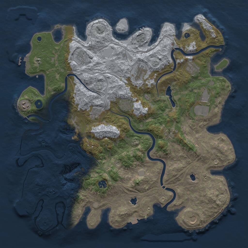 Rust Map: Procedural Map, Size: 4500, Seed: 258159940, 17 Monuments