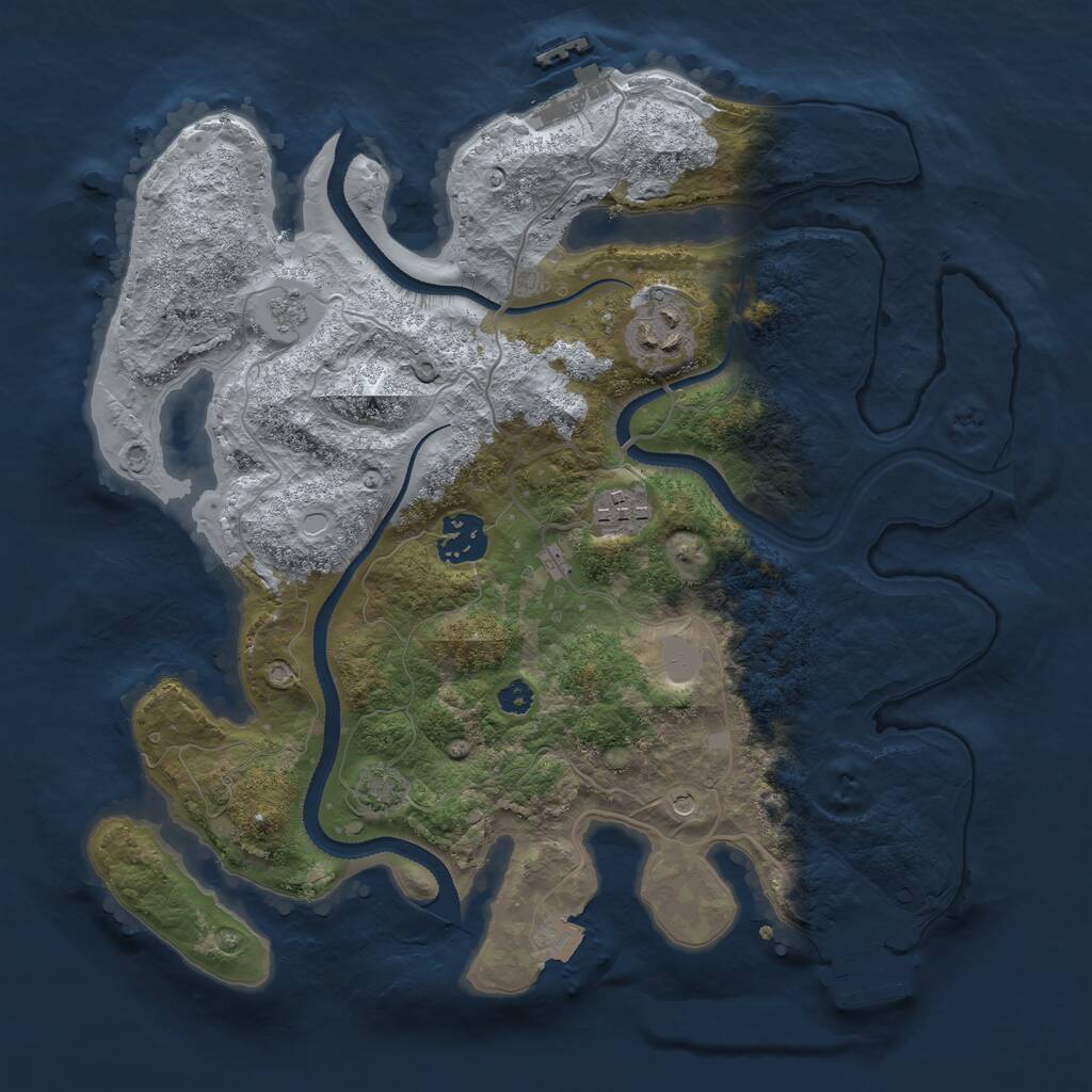 Rust Map: Procedural Map, Size: 3200, Seed: 12892304, 9 Monuments