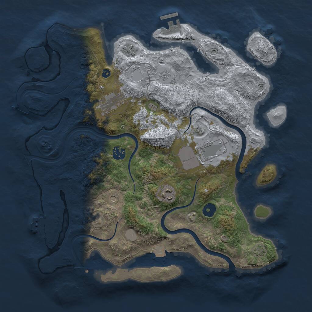 Rust Map: Procedural Map, Size: 3500, Seed: 736522528, 11 Monuments
