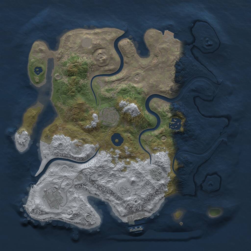 Rust Map: Procedural Map, Size: 3000, Seed: 1091383730, 8 Monuments