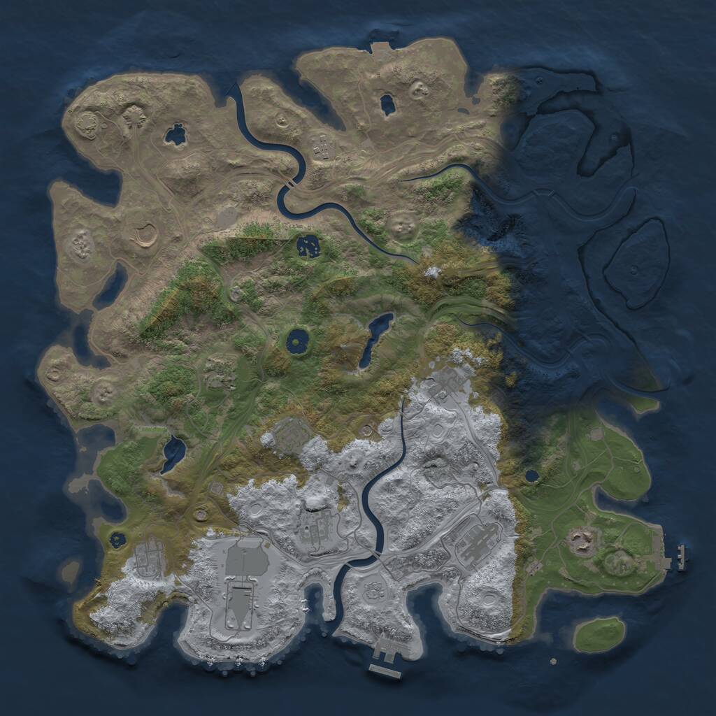 Rust Map: Procedural Map, Size: 4500, Seed: 644886460, 17 Monuments