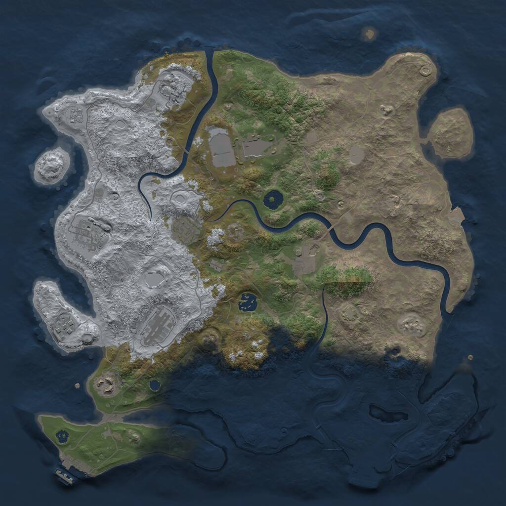 Rust Map: Procedural Map, Size: 3993, Seed: 1441133105, 15 Monuments