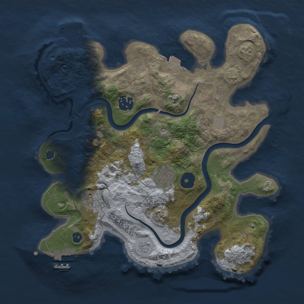 Rust Map: Procedural Map, Size: 3000, Seed: 542345, 9 Monuments