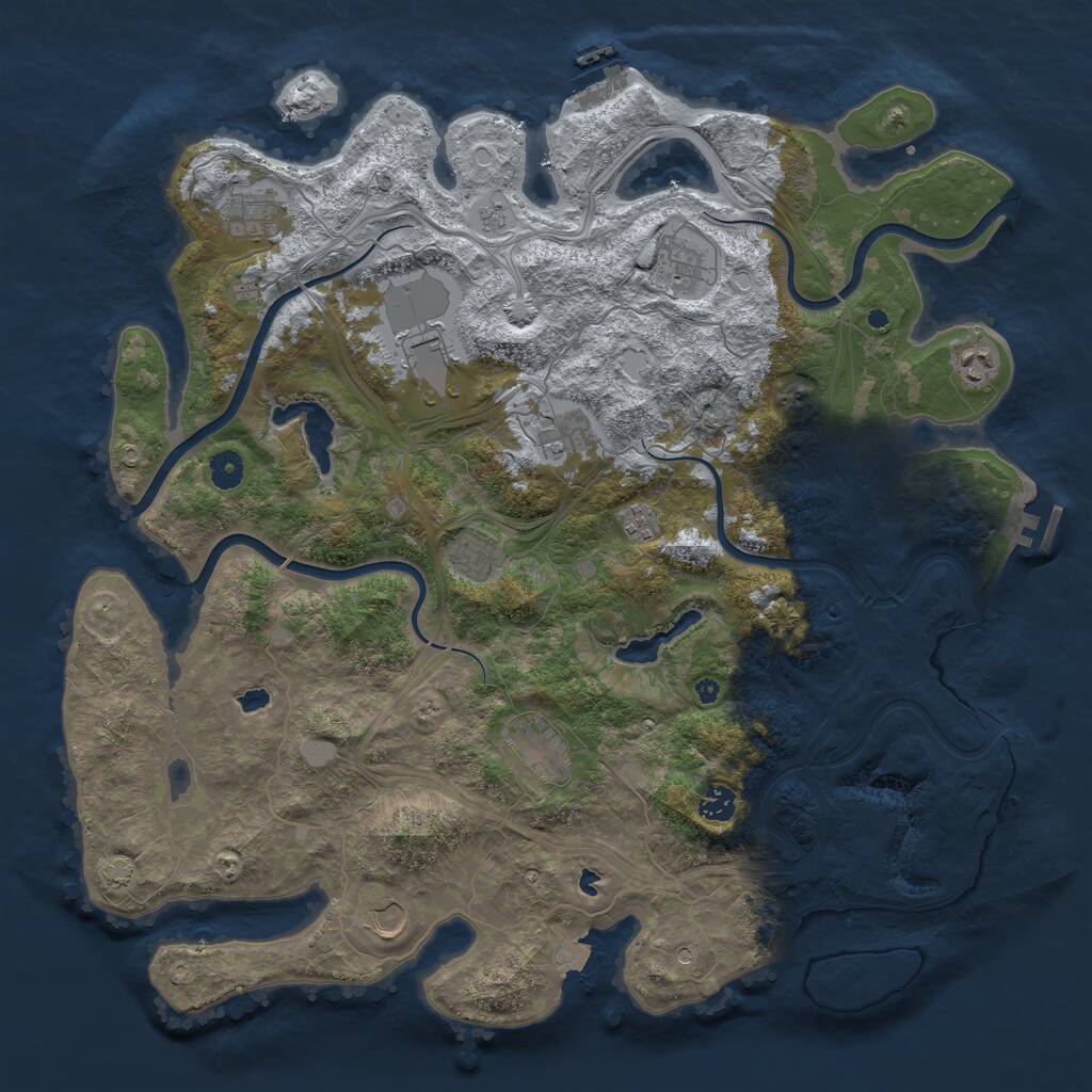 Rust Map: Procedural Map, Size: 4500, Seed: 511461302, 16 Monuments