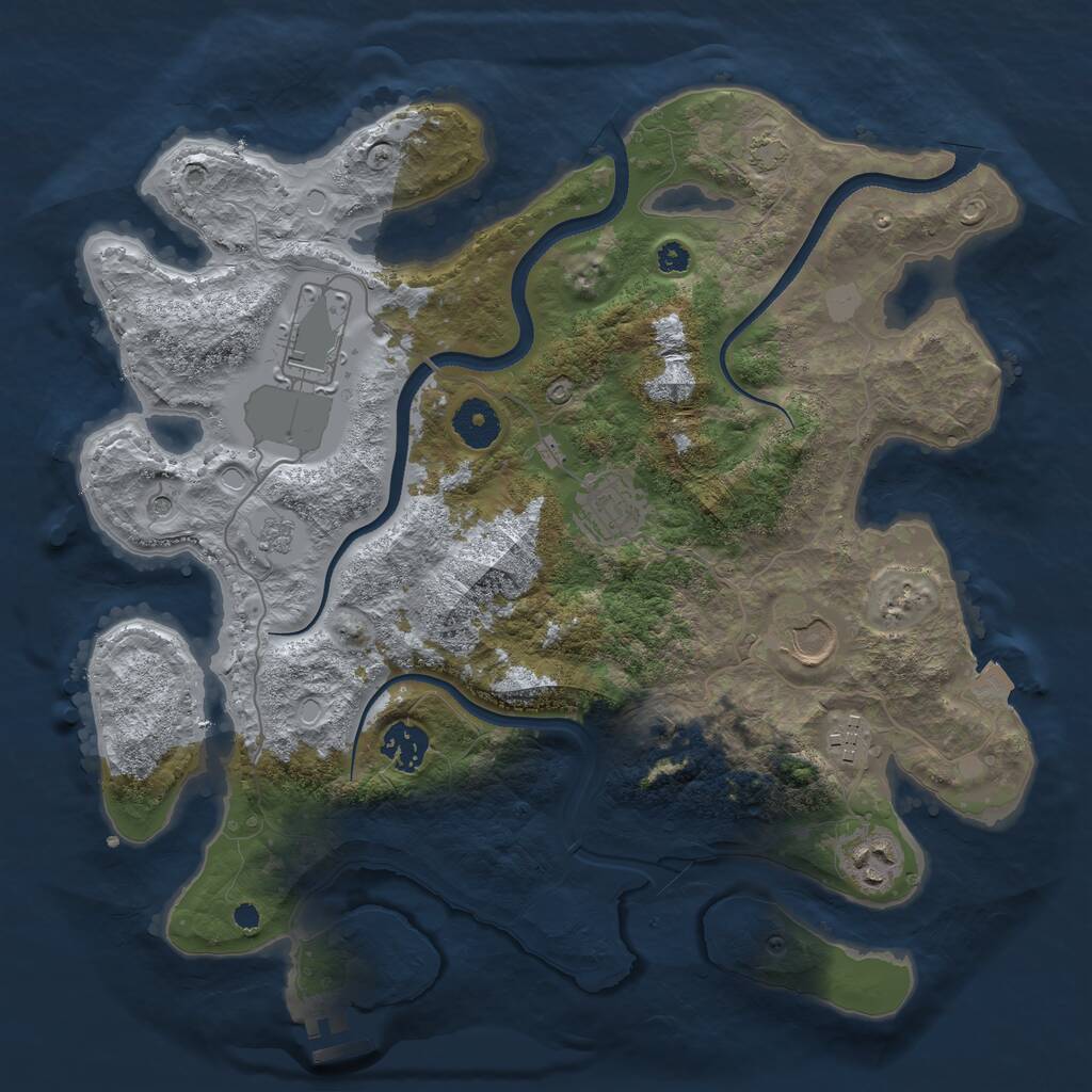 Rust Map: Procedural Map, Size: 3500, Seed: 1253179093, 11 Monuments