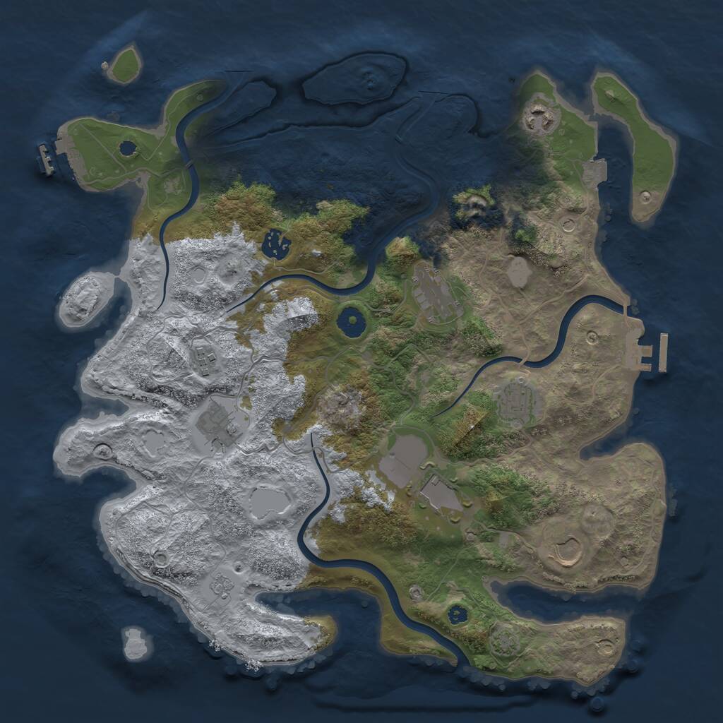 Rust Map: Procedural Map, Size: 3750, Seed: 535737191, 14 Monuments