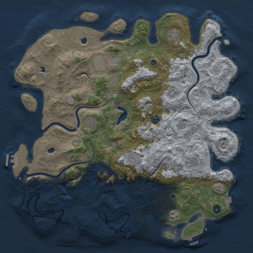 Rust Map: Procedural Map, Size: 4500, Seed: 76067234, 16 Monuments
