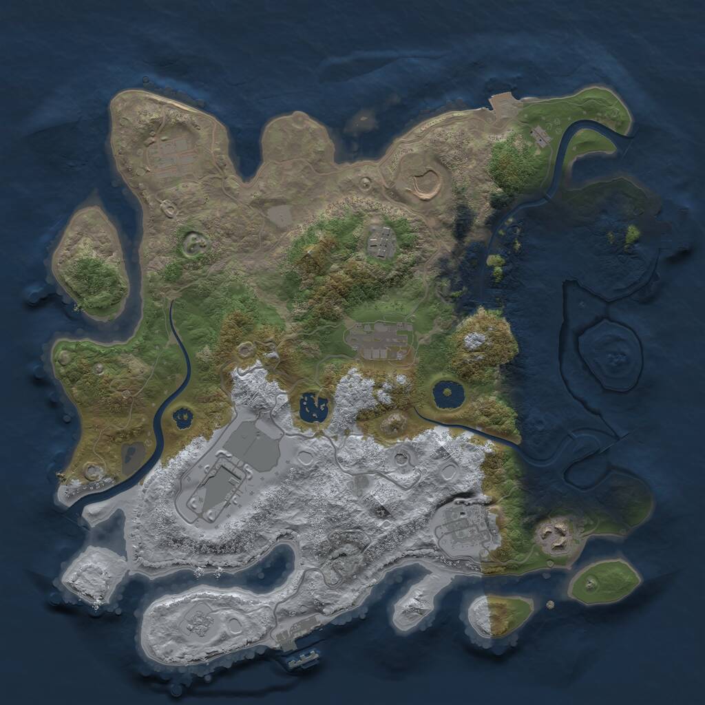 Rust Map: Procedural Map, Size: 3500, Seed: 1152569004, 14 Monuments