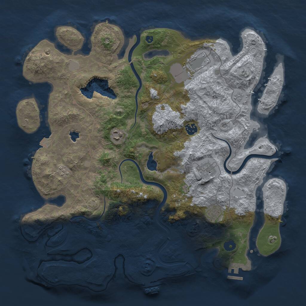 Rust Map: Procedural Map, Size: 4000, Seed: 990347, 12 Monuments