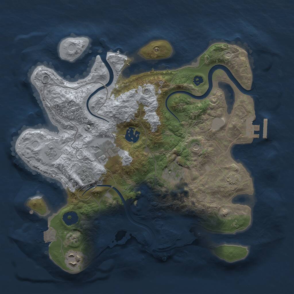 Rust Map: Procedural Map, Size: 3000, Seed: 2070838671, 10 Monuments
