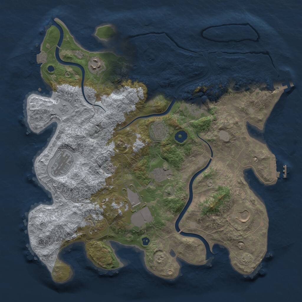 Rust Map: Procedural Map, Size: 3750, Seed: 1028350339, 15 Monuments