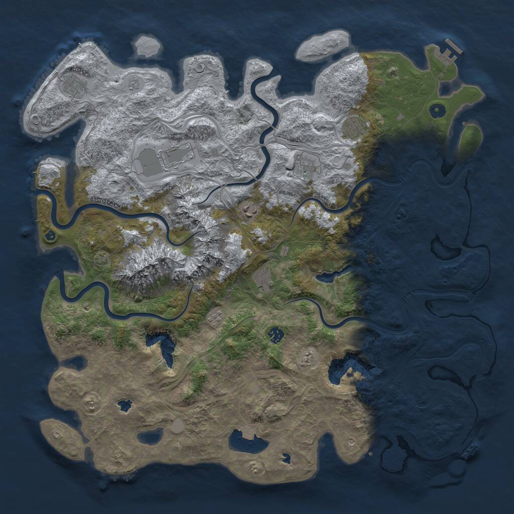 Rust Map: Procedural Map, Size: 5000, Seed: 1975848016, 14 Monuments