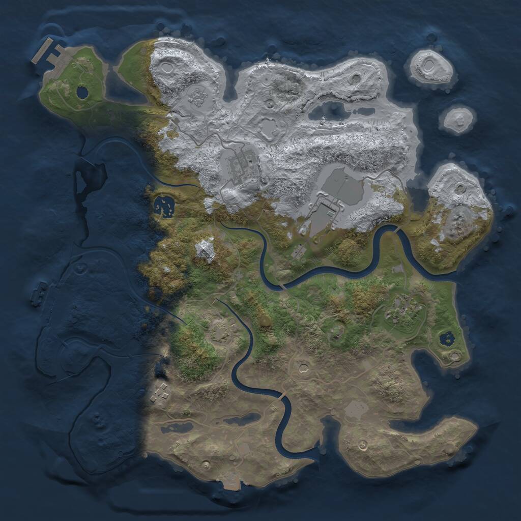 Rust Map: Procedural Map, Size: 3500, Seed: 1504049776, 11 Monuments