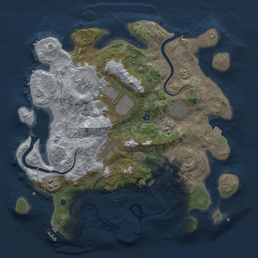 Rust Map: Procedural Map, Size: 3500, Seed: 315648631, 13 Monuments