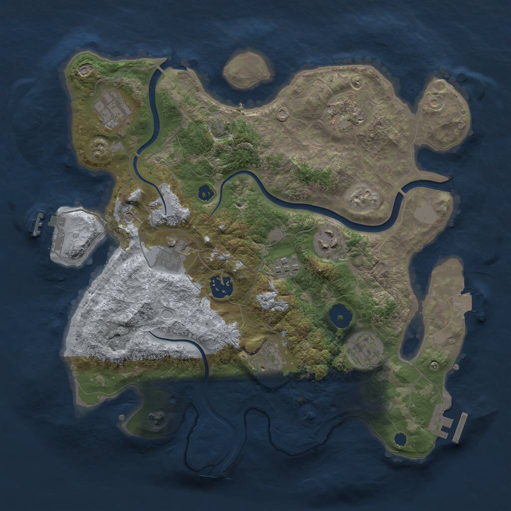 Rust Map: Procedural Map, Size: 3300, Seed: 1780051443, 13 Monuments