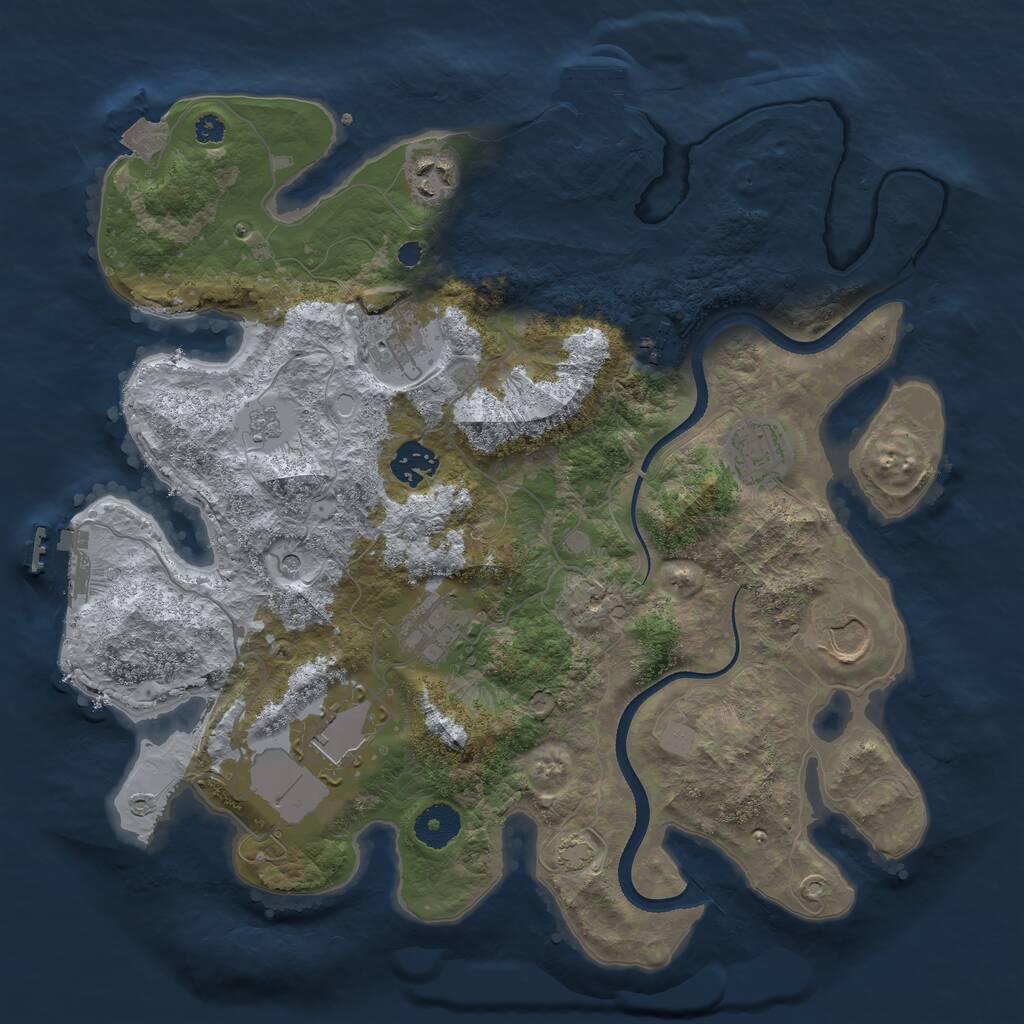 Rust Map: Procedural Map, Size: 3500, Seed: 1402722, 14 Monuments