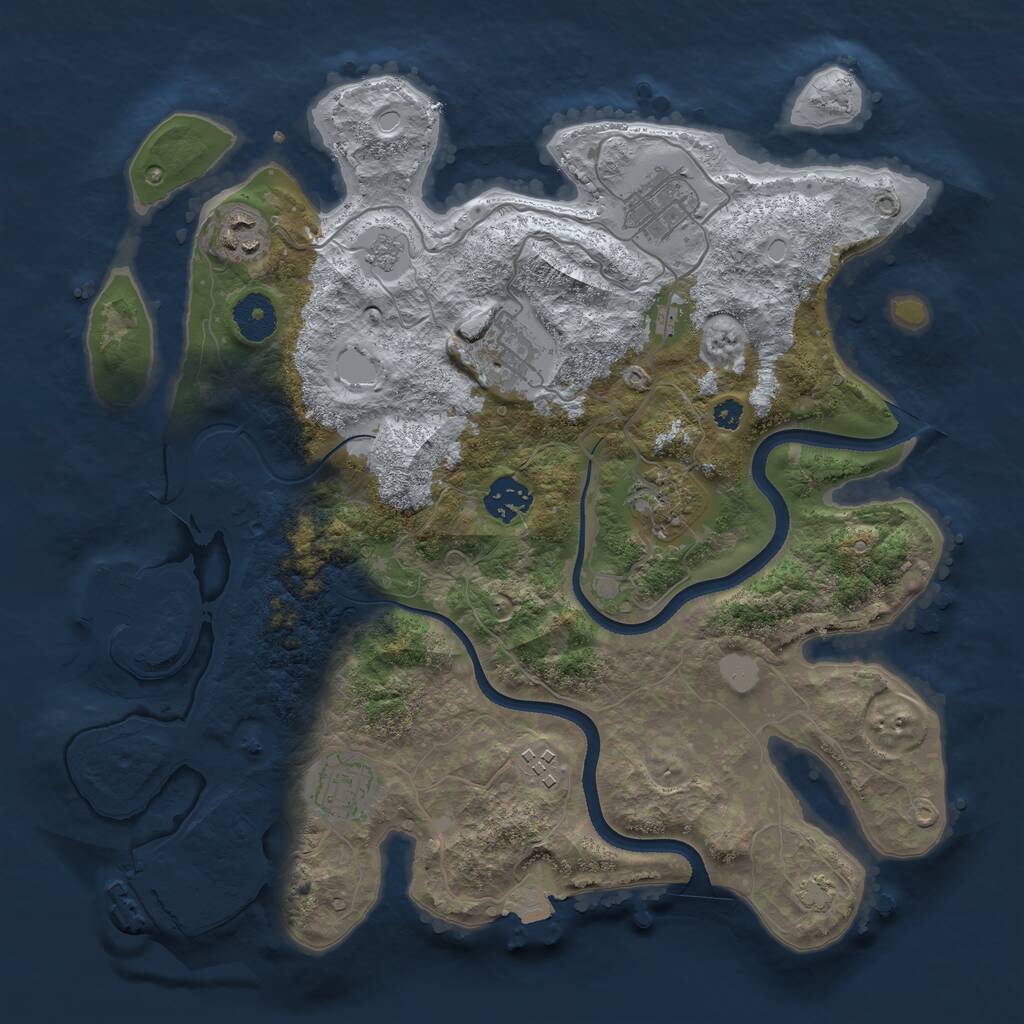 Rust Map: Procedural Map, Size: 3450, Seed: 3123133, 12 Monuments
