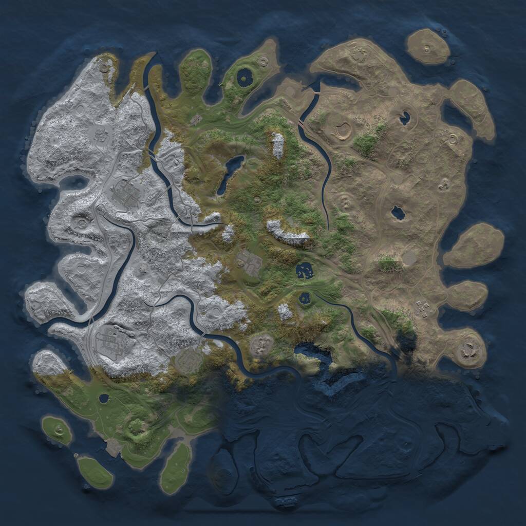 Rust Map: Procedural Map, Size: 4500, Seed: 1999215935, 14 Monuments