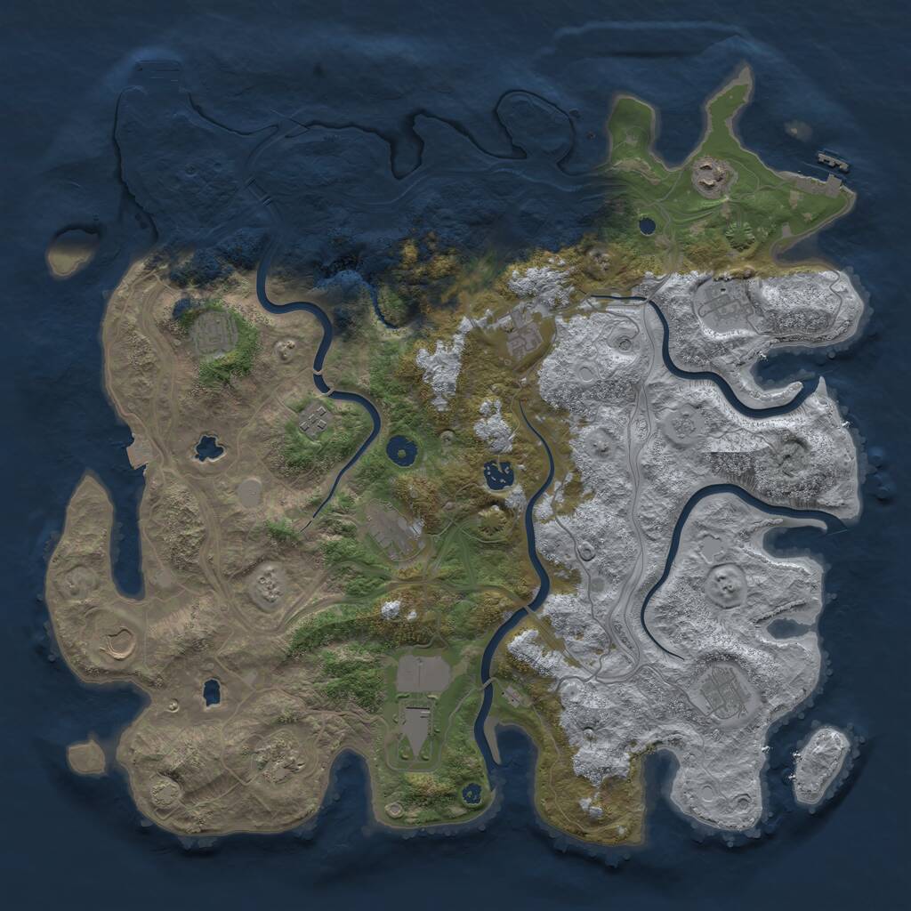 Rust Map: Procedural Map, Size: 4500, Seed: 1511133970, 17 Monuments