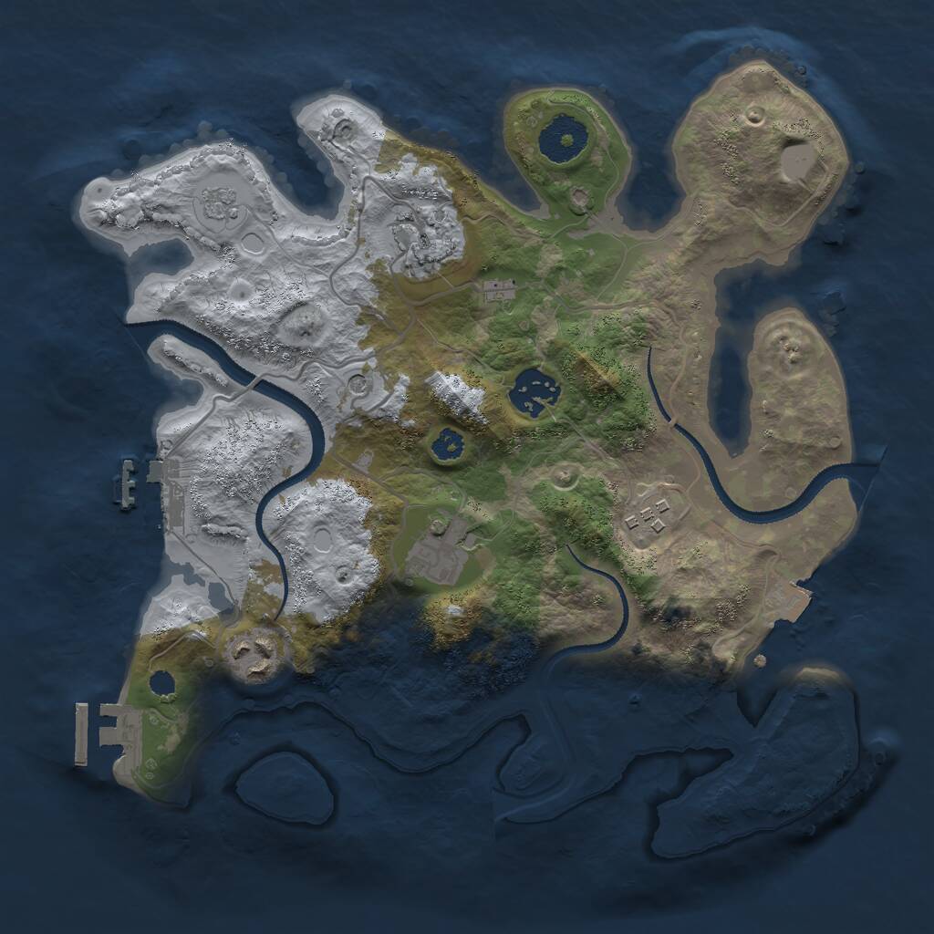Rust Map: Procedural Map, Size: 3000, Seed: 47428, 10 Monuments