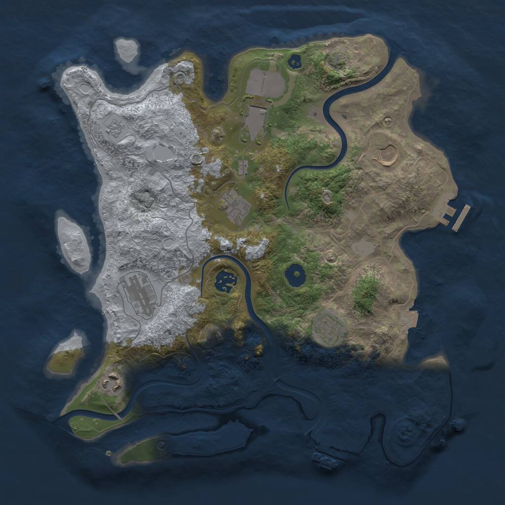 Rust Map: Procedural Map, Size: 3500, Seed: 1825041453, 12 Monuments