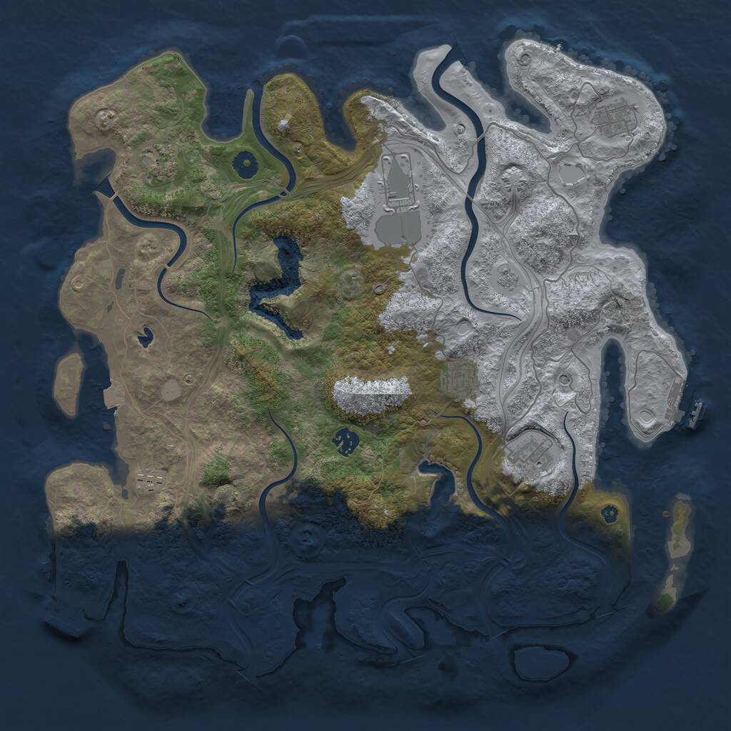 Rust Map: Procedural Map, Size: 4250, Seed: 93771248, 13 Monuments