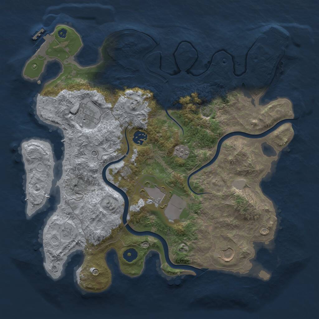 Rust Map: Procedural Map, Size: 3500, Seed: 196051525, 11 Monuments