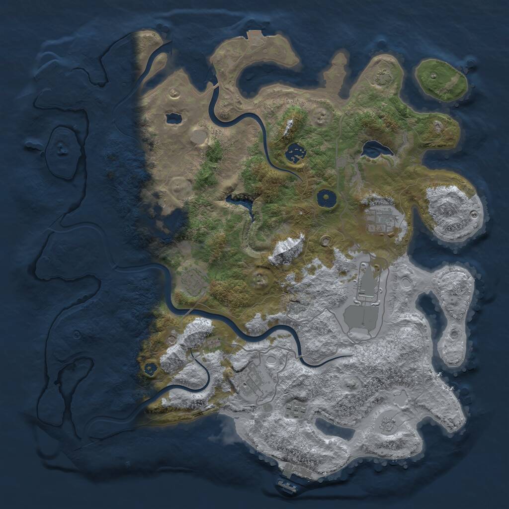 Rust Map: Procedural Map, Size: 4000, Seed: 420887259, 13 Monuments
