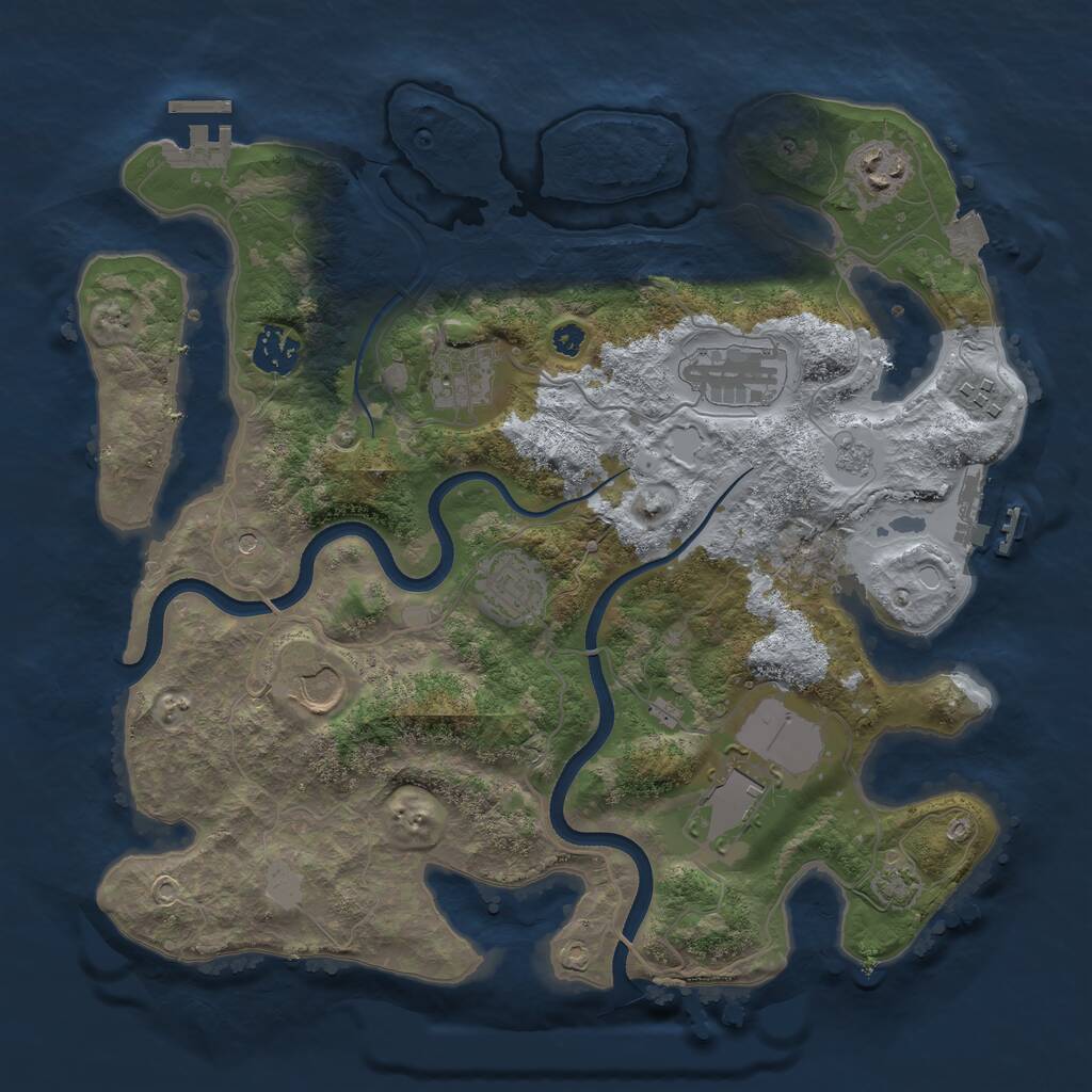 Rust Map: Procedural Map, Size: 3500, Seed: 1614893919, 14 Monuments