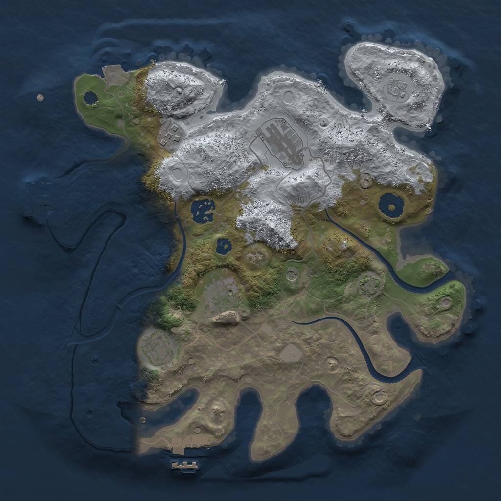 Rust Map: Procedural Map, Size: 3000, Seed: 529932669, 11 Monuments