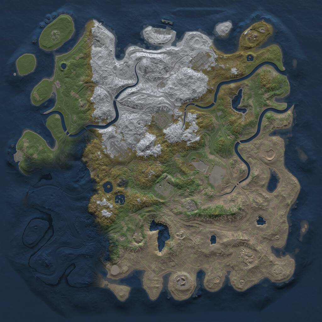 Rust Map: Procedural Map, Size: 4500, Seed: 1917518941, 15 Monuments