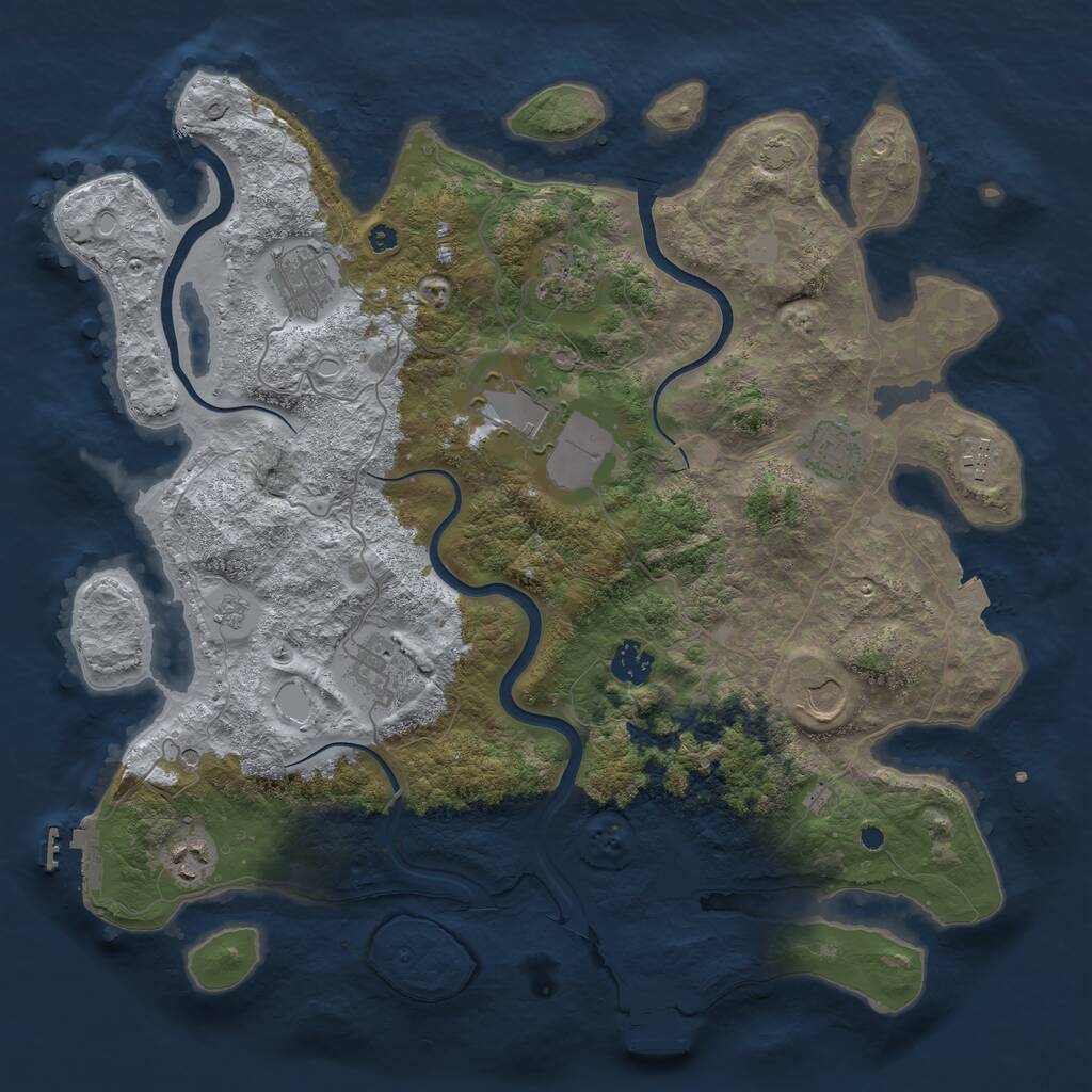 Rust Map: Procedural Map, Size: 3900, Seed: 1682546410, 15 Monuments