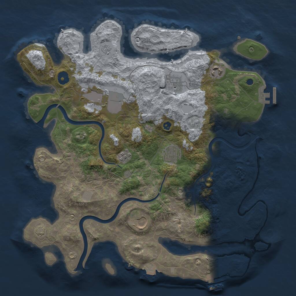 Rust Map: Procedural Map, Size: 3600, Seed: 353, 12 Monuments