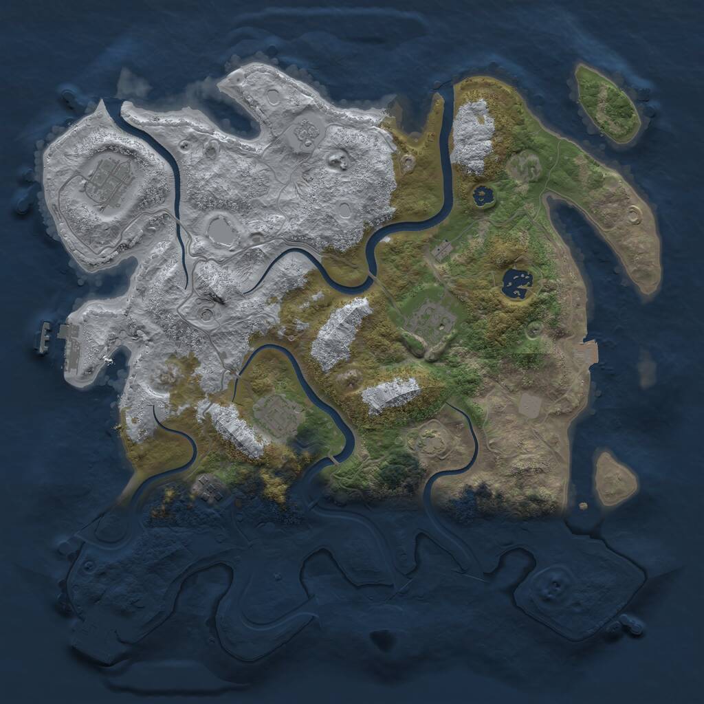 Rust Map: Procedural Map, Size: 3500, Seed: 274860858, 11 Monuments