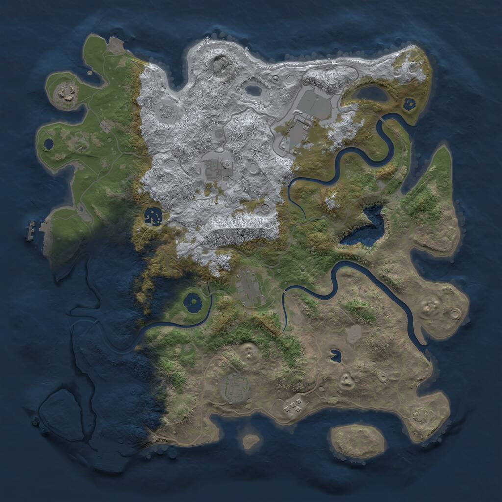 Rust Map: Procedural Map, Size: 4000, Seed: 132144434, 13 Monuments