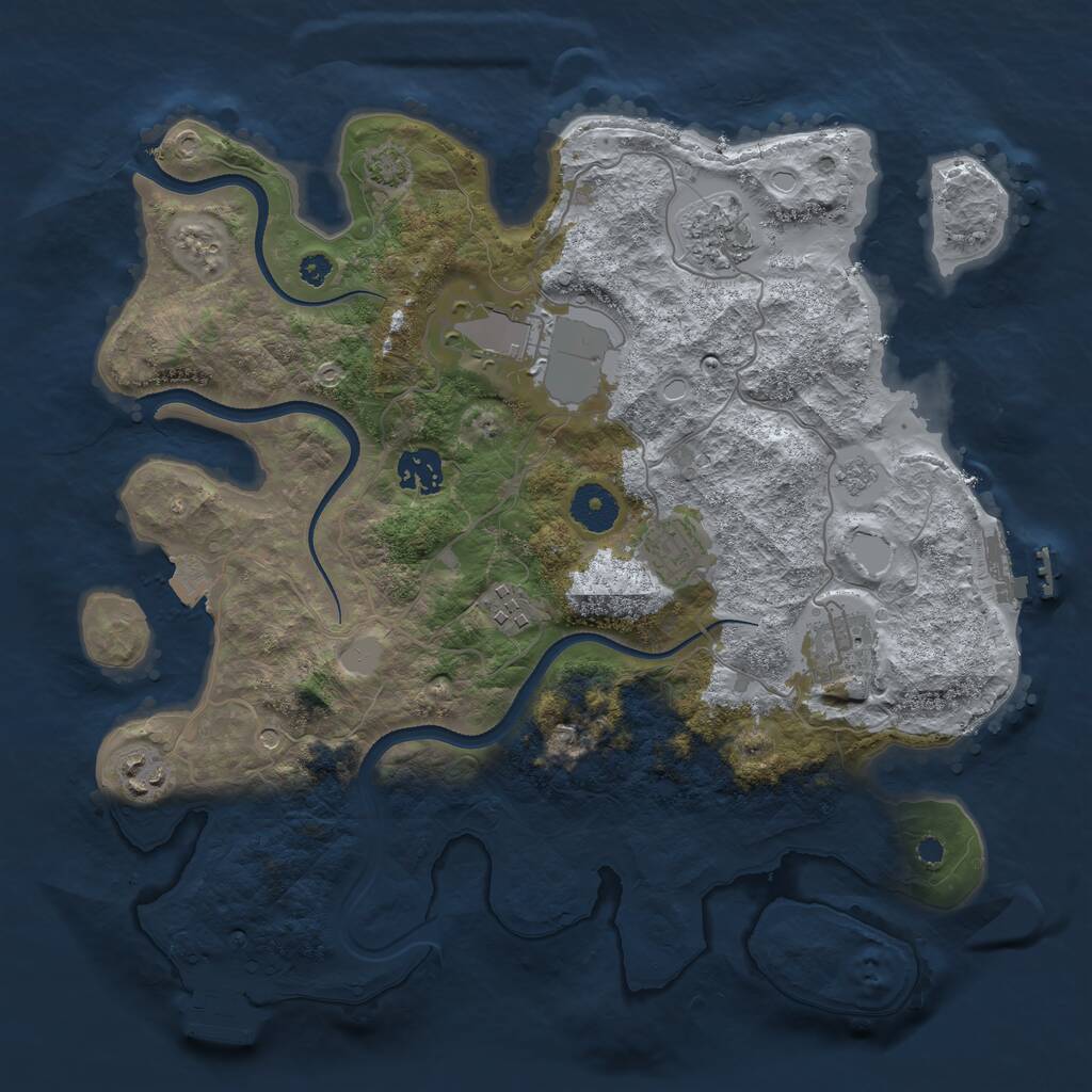 Rust Map: Procedural Map, Size: 3500, Seed: 1335655396, 13 Monuments