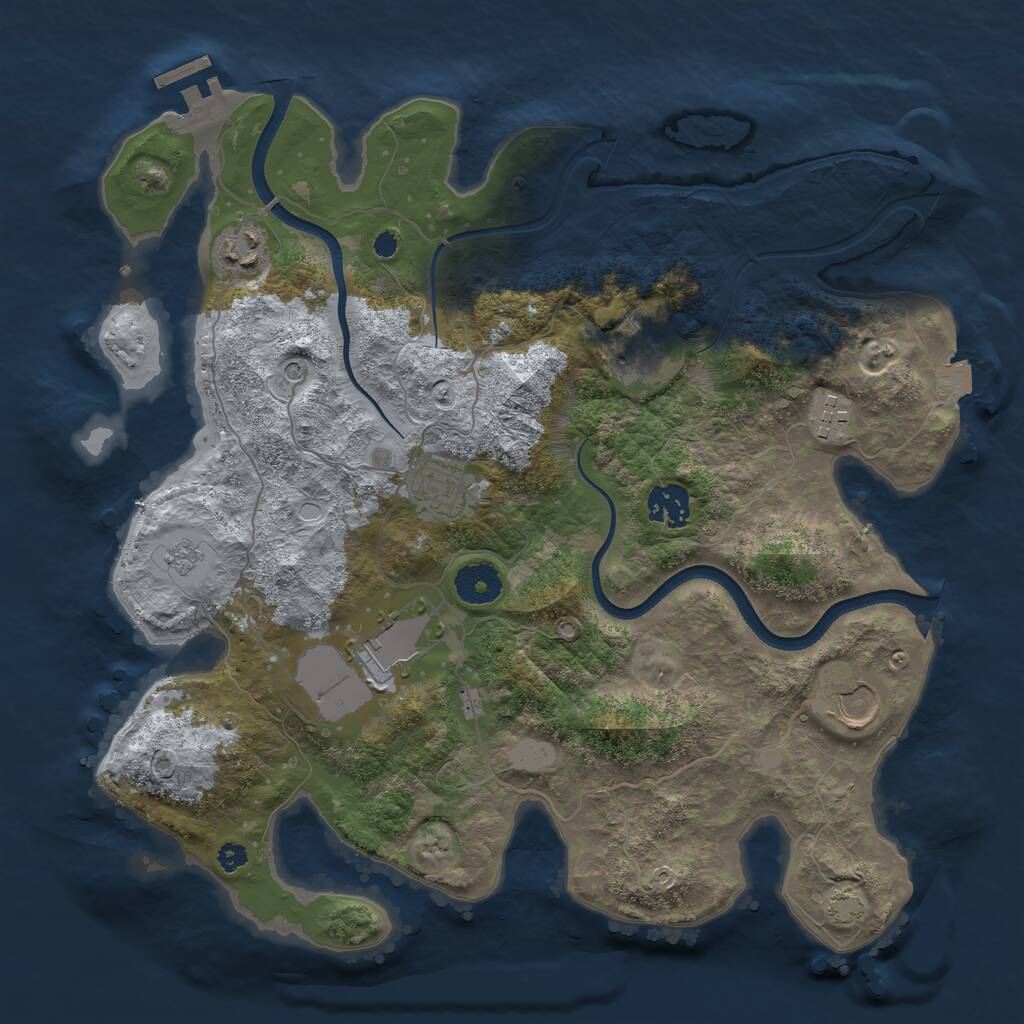 Rust Map: Procedural Map, Size: 3500, Seed: 528481605, 12 Monuments
