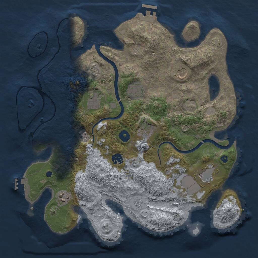 Rust Map: Procedural Map, Size: 3500, Seed: 1845082012, 14 Monuments