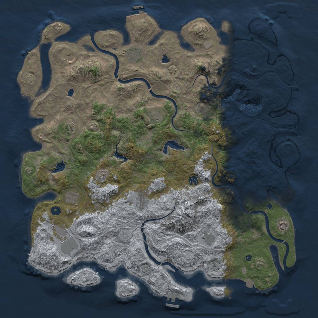 Rust Map: Procedural Map, Size: 5000, Seed: 1059291893, 17 Monuments