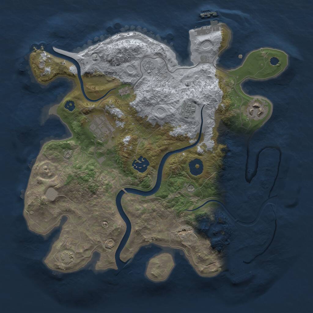 Rust Map: Procedural Map, Size: 3000, Seed: 1387576536, 10 Monuments