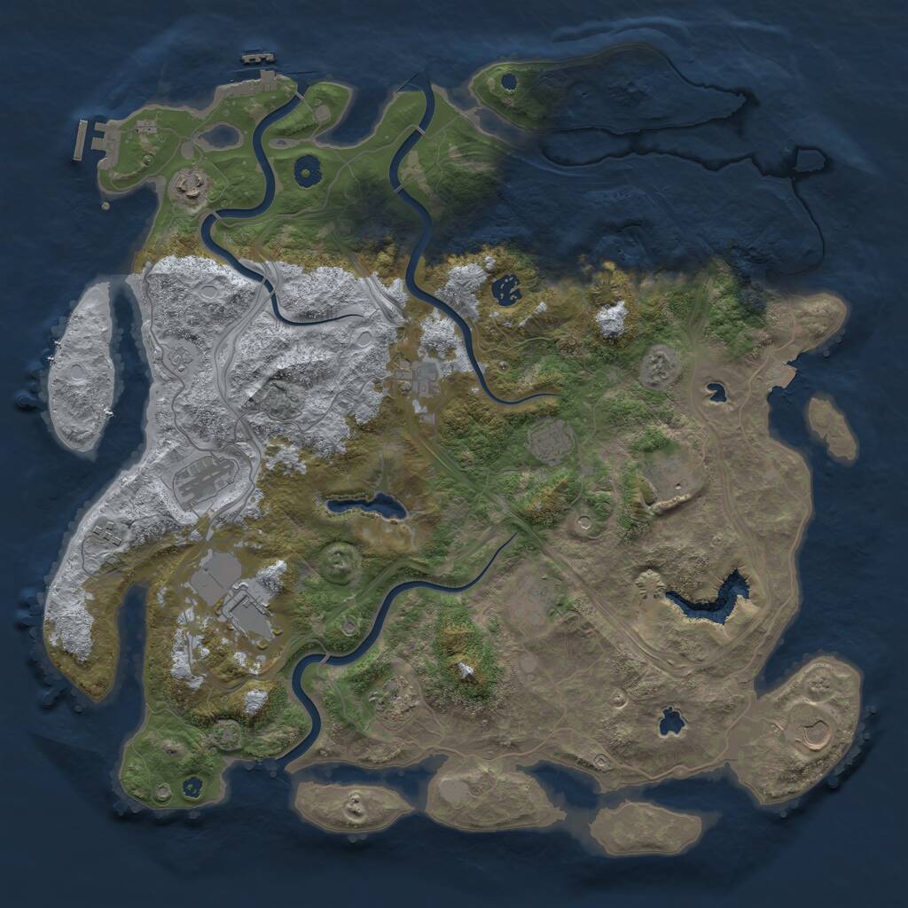 Rust Map: Procedural Map, Size: 4500, Seed: 585237884, 17 Monuments