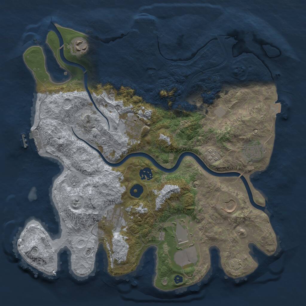 Rust Map: Procedural Map, Size: 3500, Seed: 2045159595, 14 Monuments