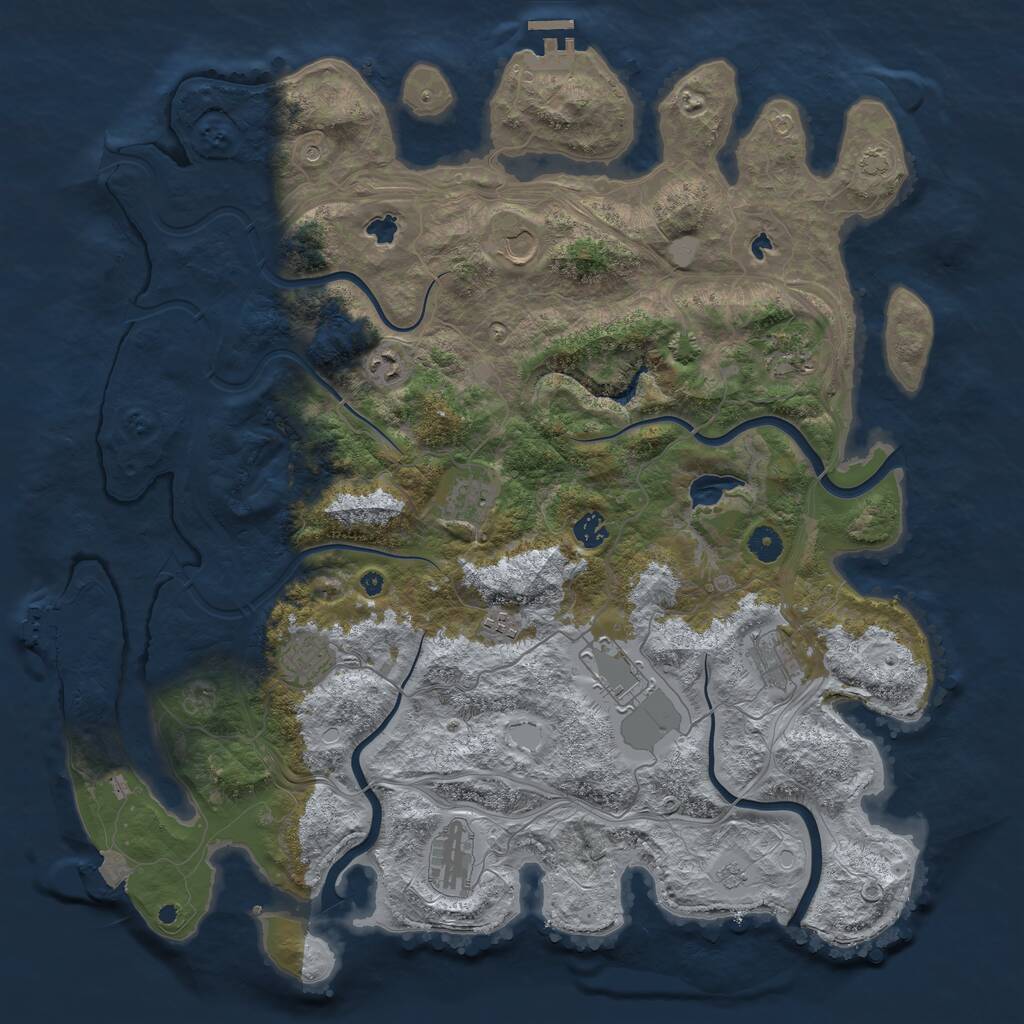 Rust Map: Procedural Map, Size: 4500, Seed: 277585574, 16 Monuments