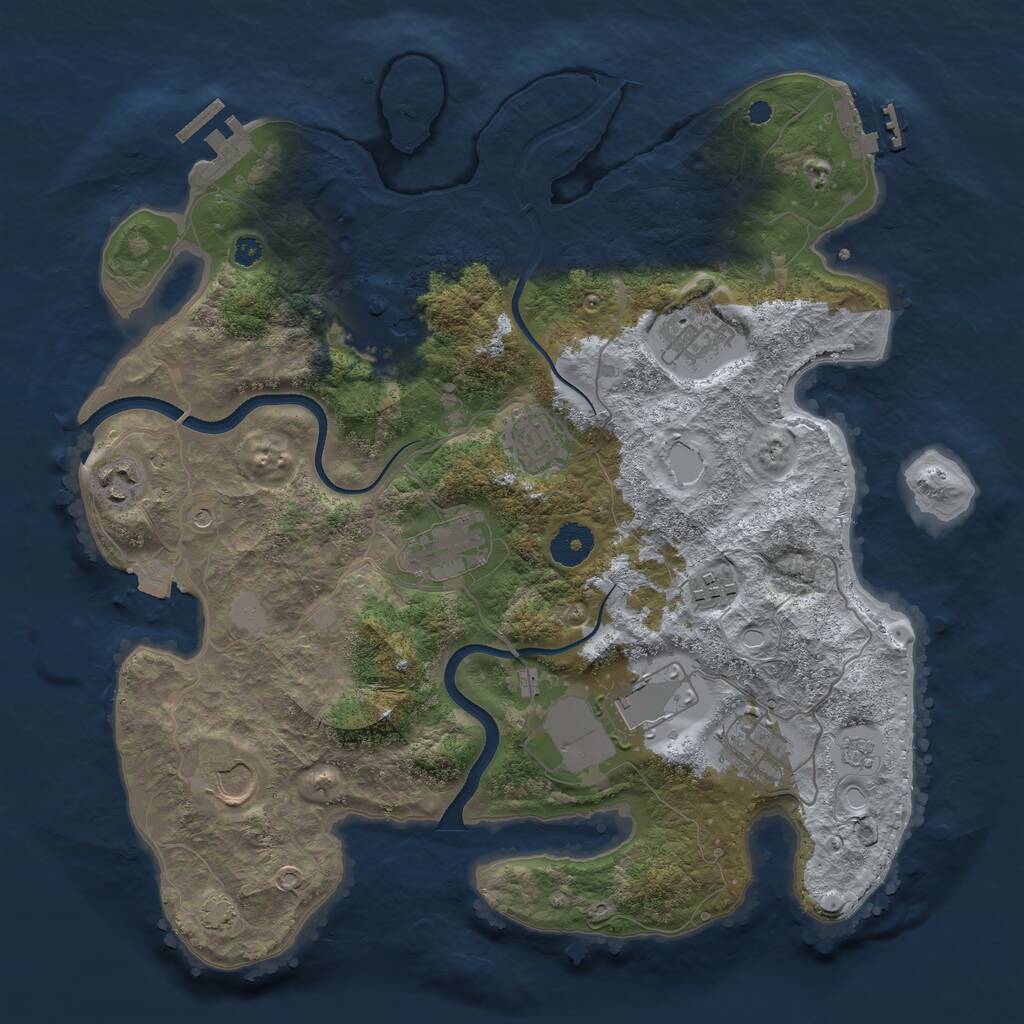 Rust Map: Procedural Map, Size: 3600, Seed: 2408, 15 Monuments